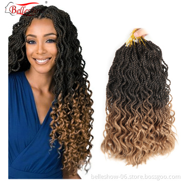 Hot sell 14'inch 35 stands Synthetic crochet braids senegalese twists with wavy ends wavy senegalese twist hair